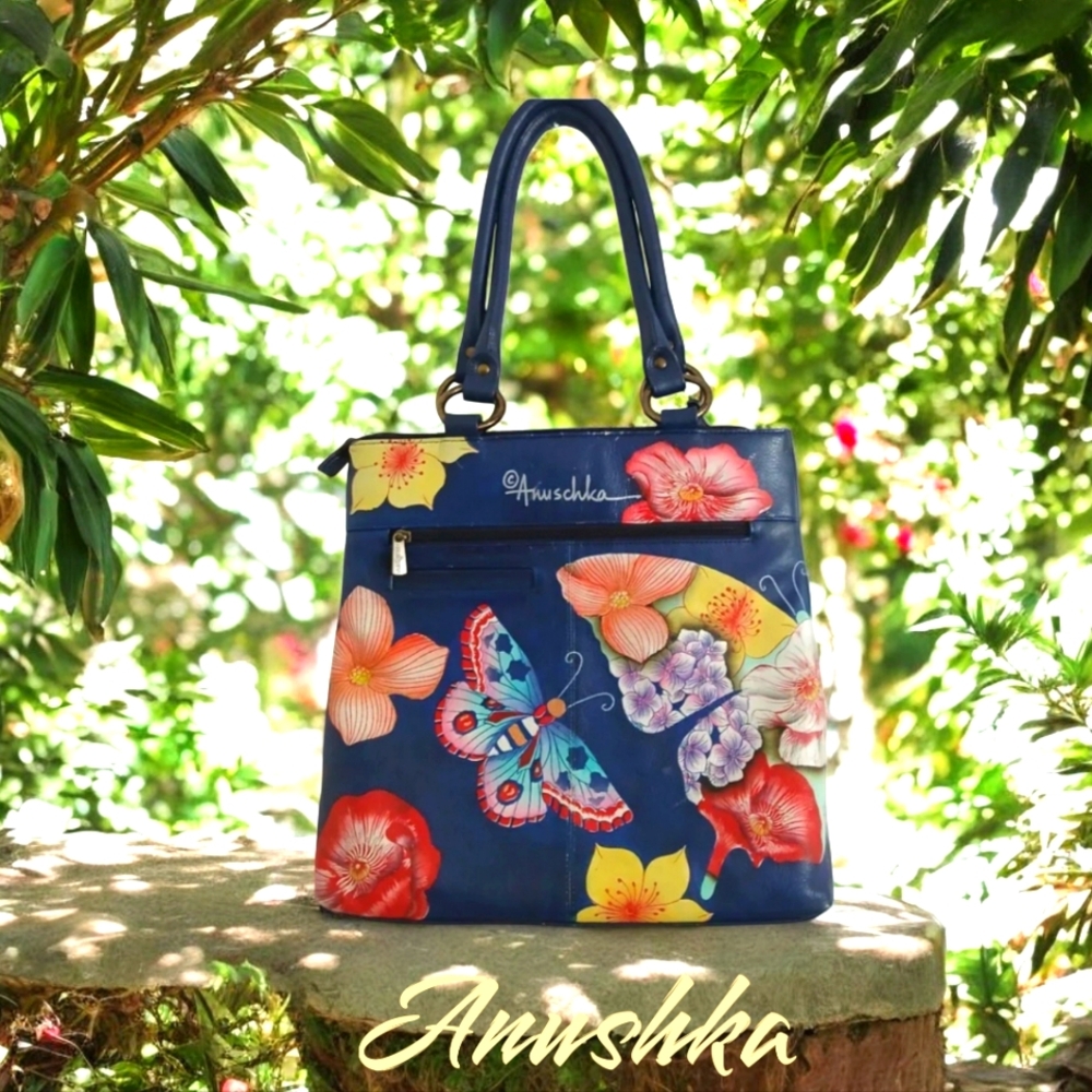 ANUSCHKA BOHEMIAN ARTSY BUTTERFLY SIGNATURE SHOULDER HANDBAG